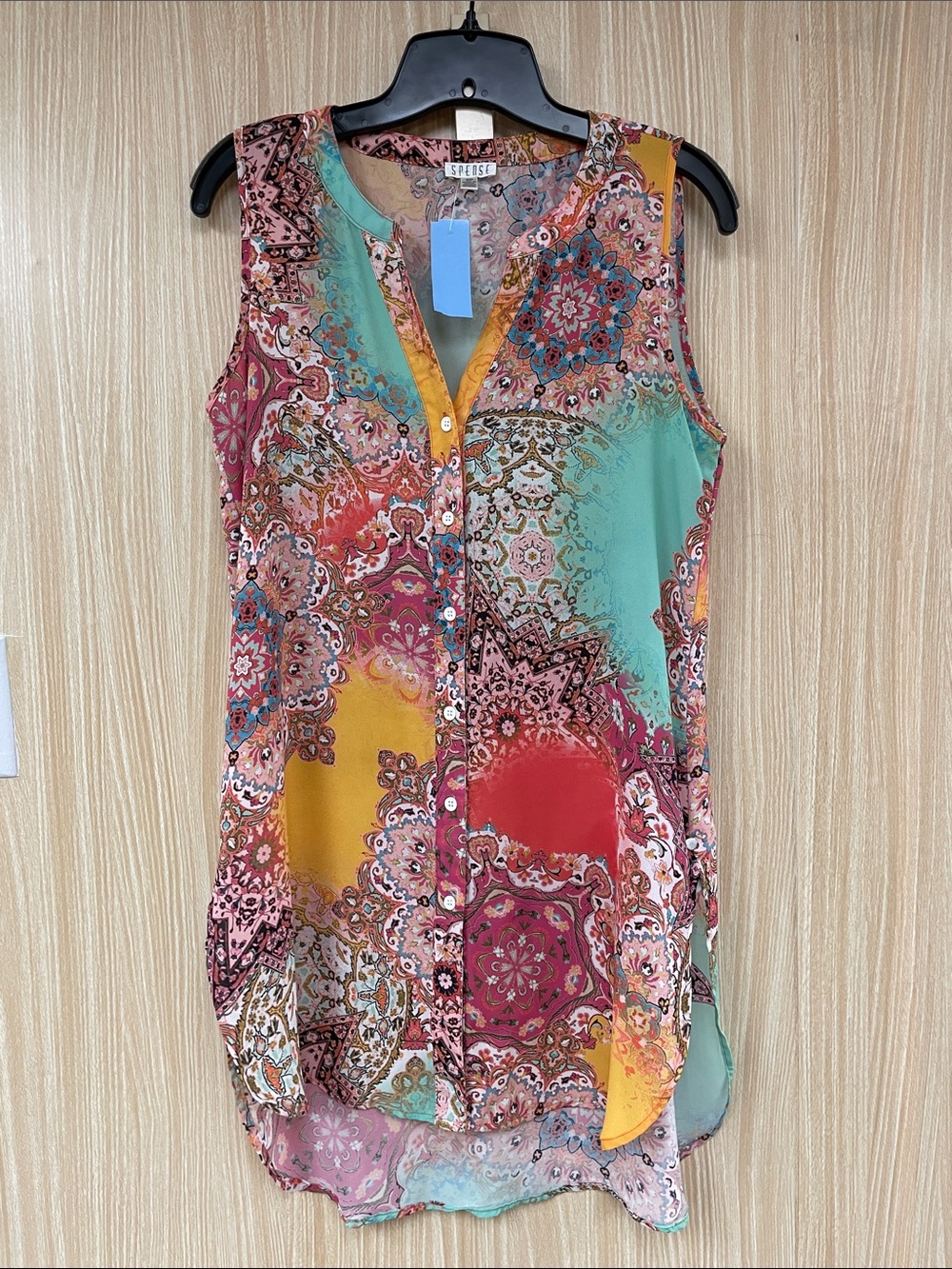 Spense yellow print dress size small